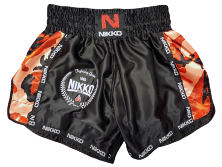 Nikko Kickboksbroek Camouflage Zwart - Rood