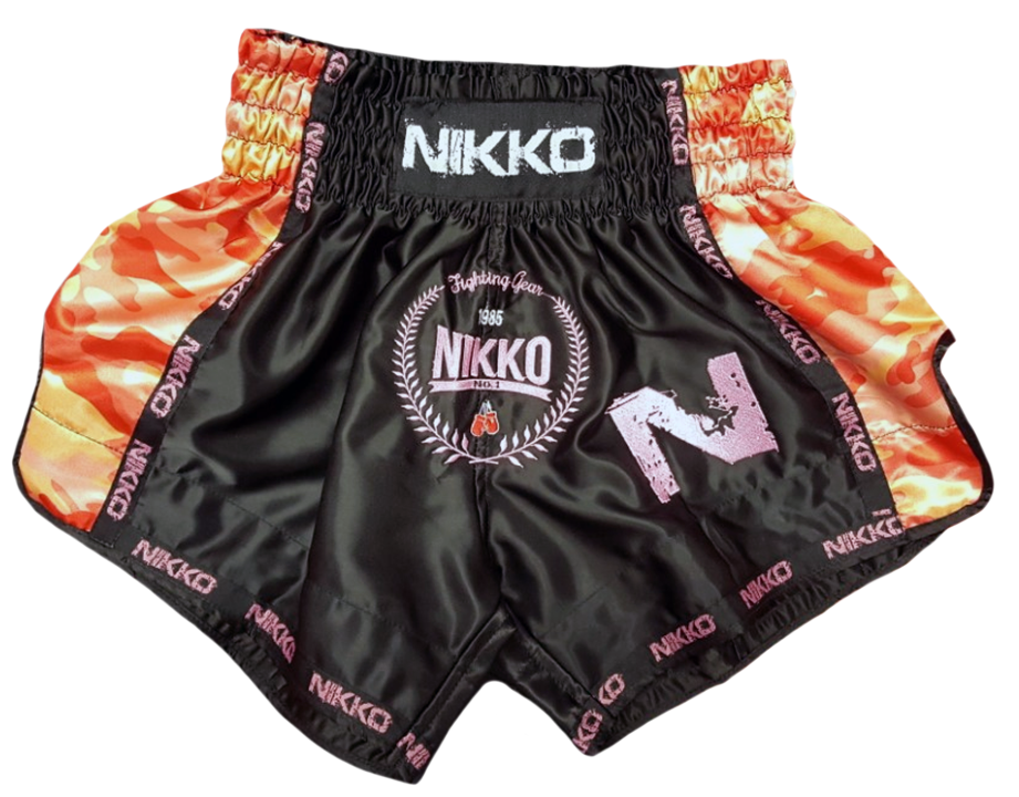 NIkko Kickboksbroek Camouflage Zwart-Roze