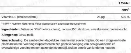 XXL Vitamin D3 250 chewing tabs - Afbeelding 2