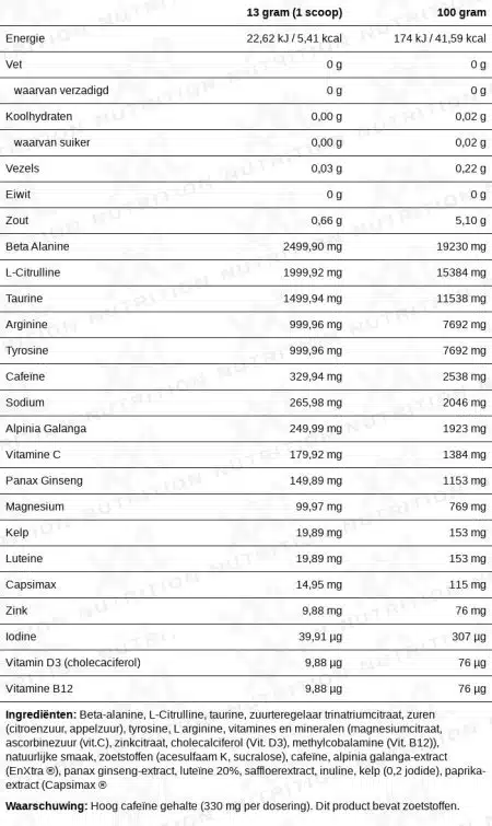 XXL Black Label Pre Workout 390gr - Afbeelding 2