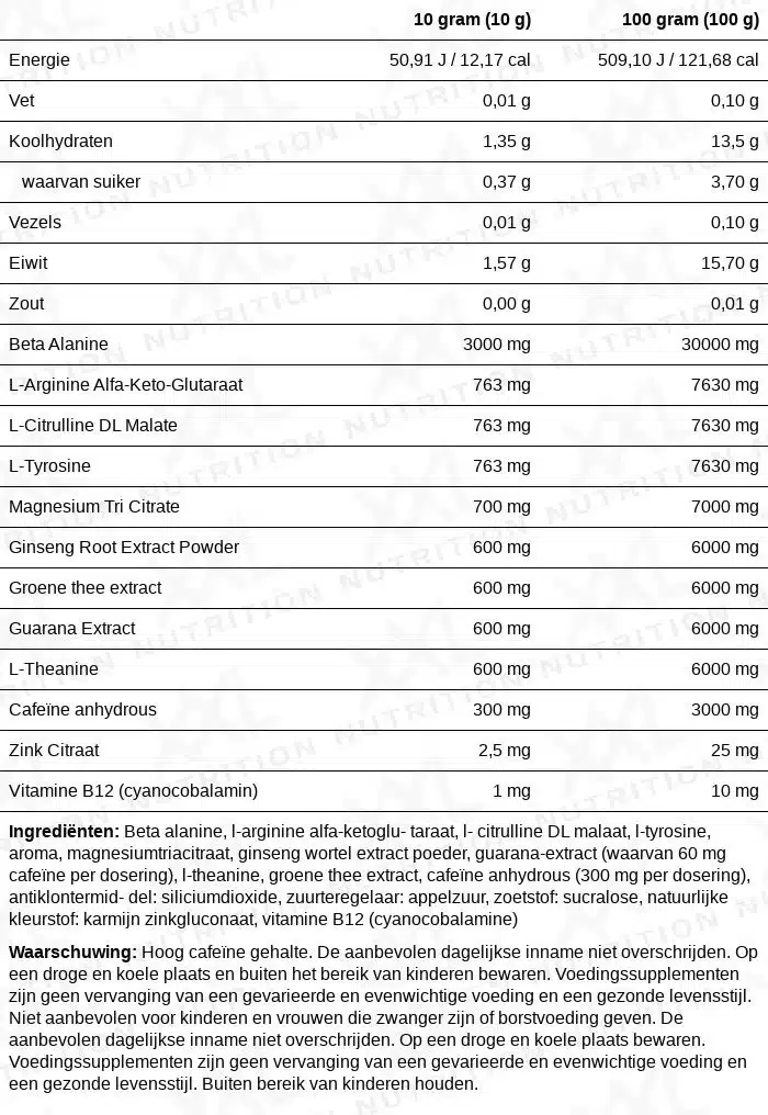 XXL Insane Pre Workout 200gr - Afbeelding 2