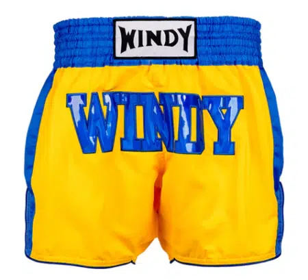 Windy Kickboksbroek Retro Blauw-Geel