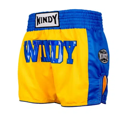 Windy Kickboksbroek Retro Blauw-Geel - Afbeelding 2